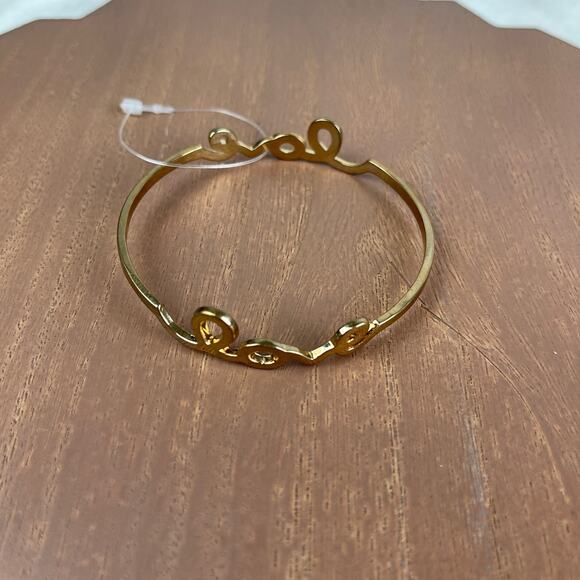 💕 NWOT Gold Tone LOVE Cursive Bangle Bracelet Size OS One Size - Picture 12 of 16